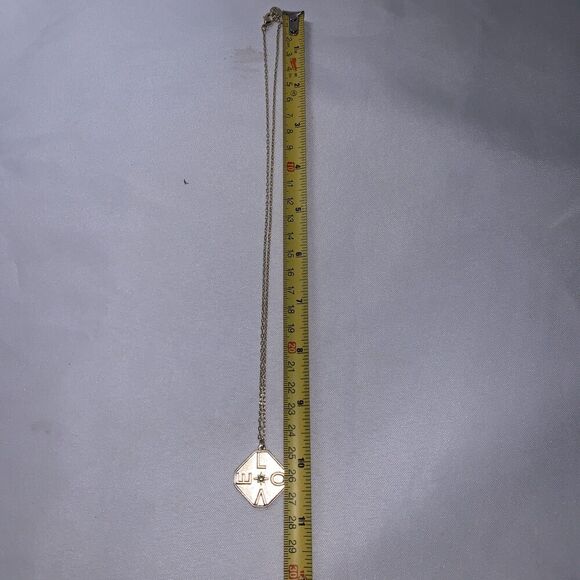 Marlyn Schiff Hexagon Shaped Pendent Necklace, Love With A Crystal In The Middle - Picture 7 of 8